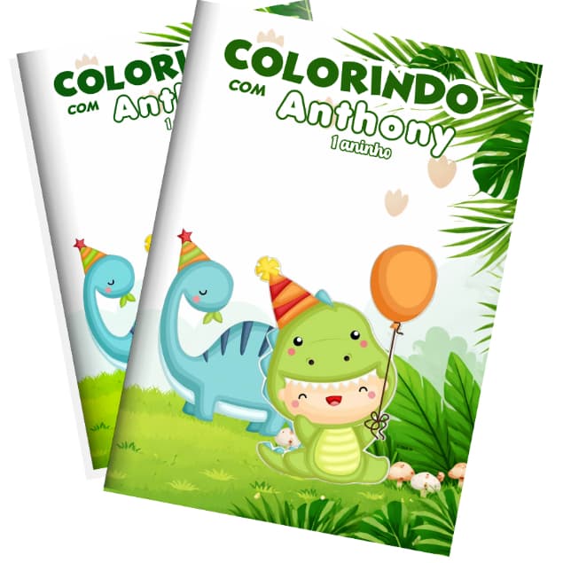 Kit Livrinhos de Colorir Personalizados • Dino Baby • Lembrancinha Festa Infantil