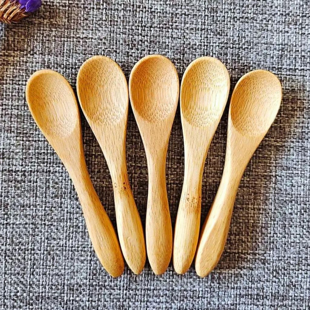 Kit Mini Colheres de Bambu para Café Açúcar Mel Temperos Mesa Posta Cantinho do Café