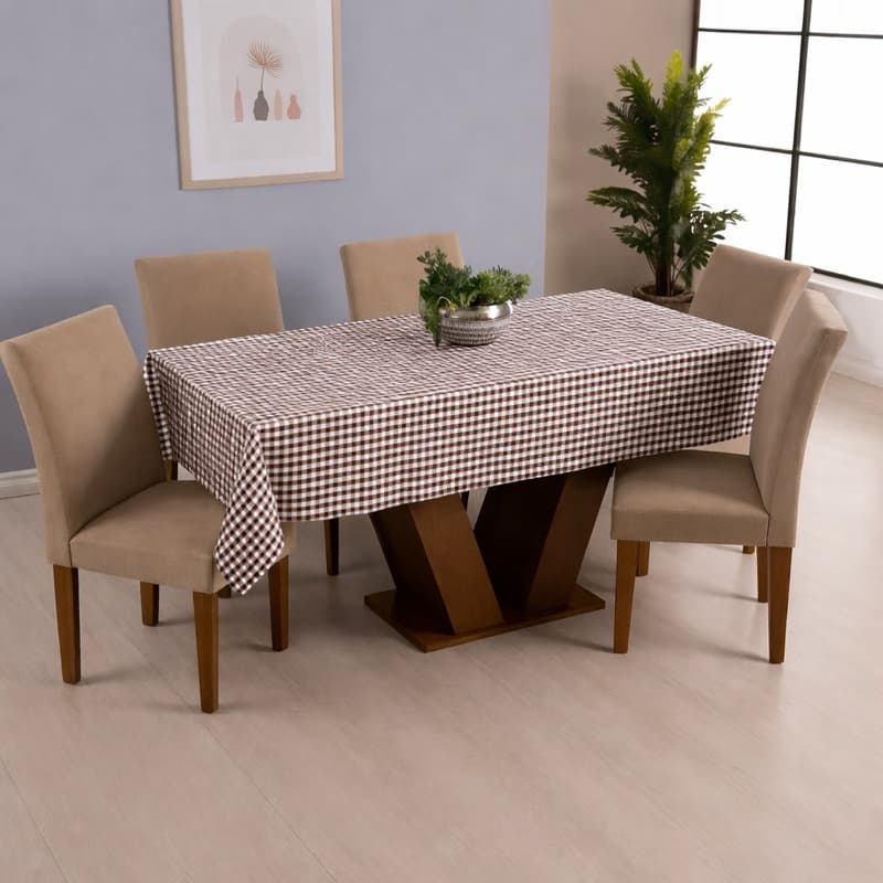 Toalha De Mesa Xadrez 4,6,8,10 E 12 Lugares Oxford Com Bainha Várias Cores