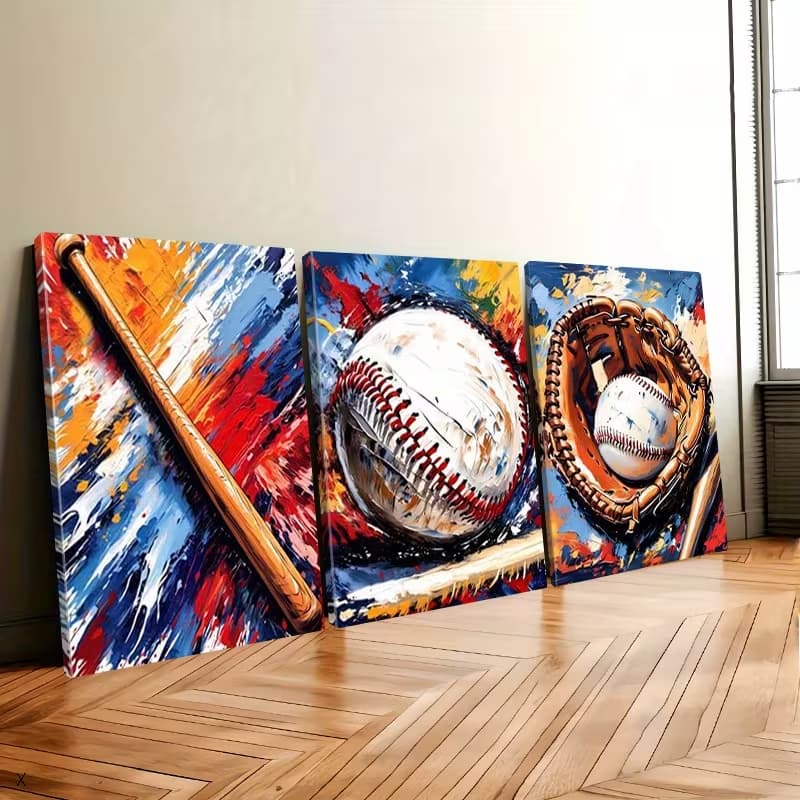 Quadro Decorativo Baseball Art Expressivo