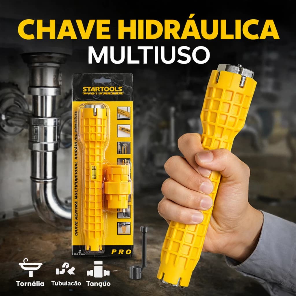 Chave Hidráulica Multiuso para Torneira 5 Peças – Amarela, Resistente e Prática