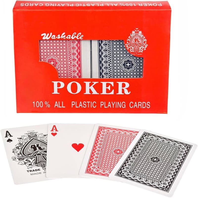 Kit 2 Baralhos 100% Plástico Lavável – Naipe Grande, 108 Cartas