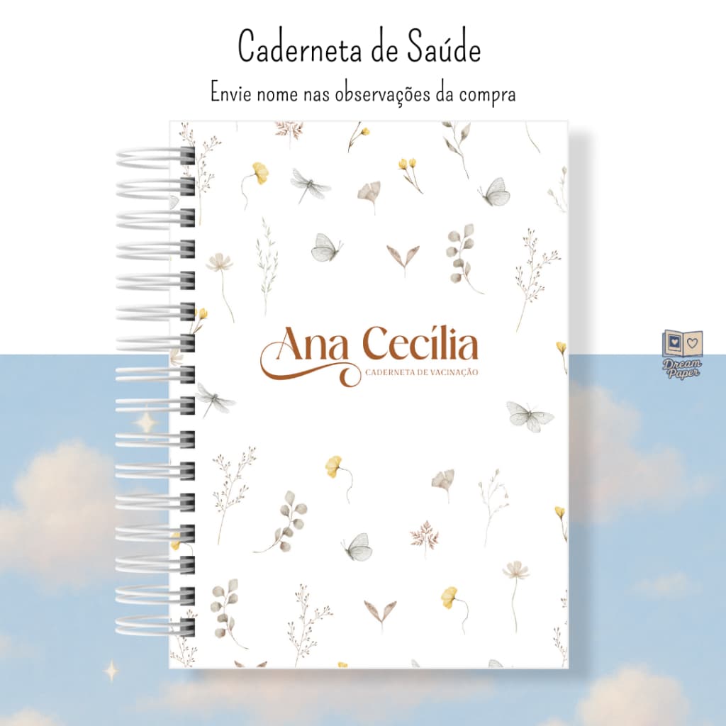 Caderneta de Saúde Infantil Minimalista | Saúde e Vacinas com Nome na Capa