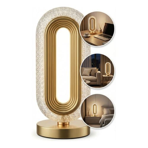 Luminária Abajur De Cristal LED Touch Recarregável USB 3 Cores Sem Fio Decorativo