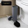 Escova de Vaso Sanitário com Porta Escova Tampa Higiênica Cinza Matte Cabo Aço Inox