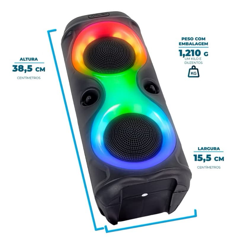 🔊 Caixa de Som Bluetooth Potente com LED RGB – Som Forte + Estilo