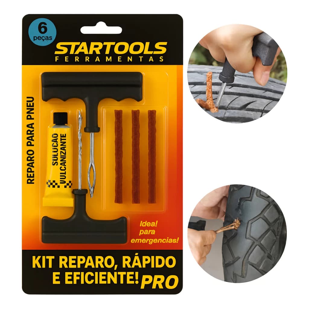 Kit Reparo para pneus de carro ou moto, reparador de furos 6 peças- Startools