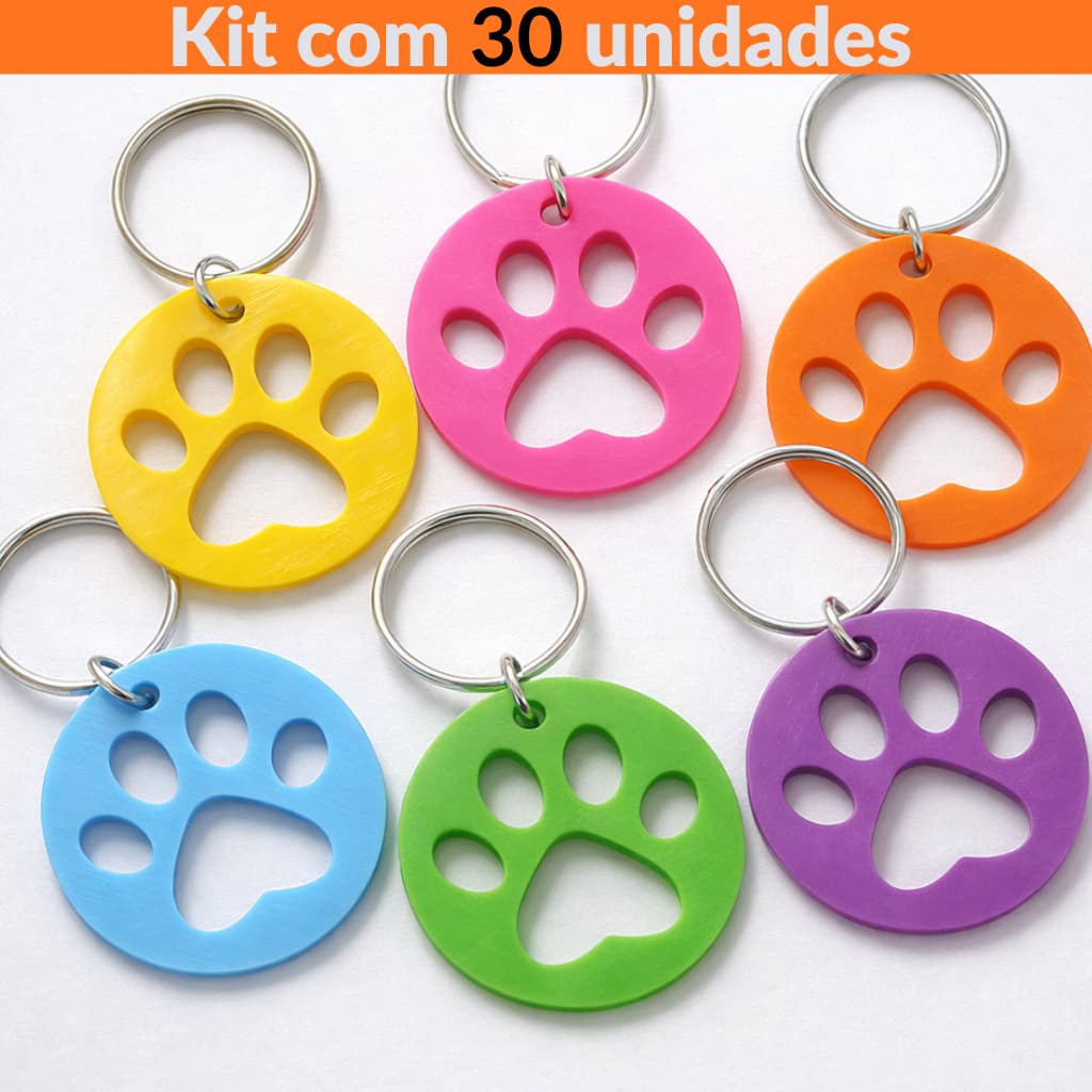 Chaveiro patas de pet simples cachorros , gatos para revenda, lembrancinhas, pet shop V2