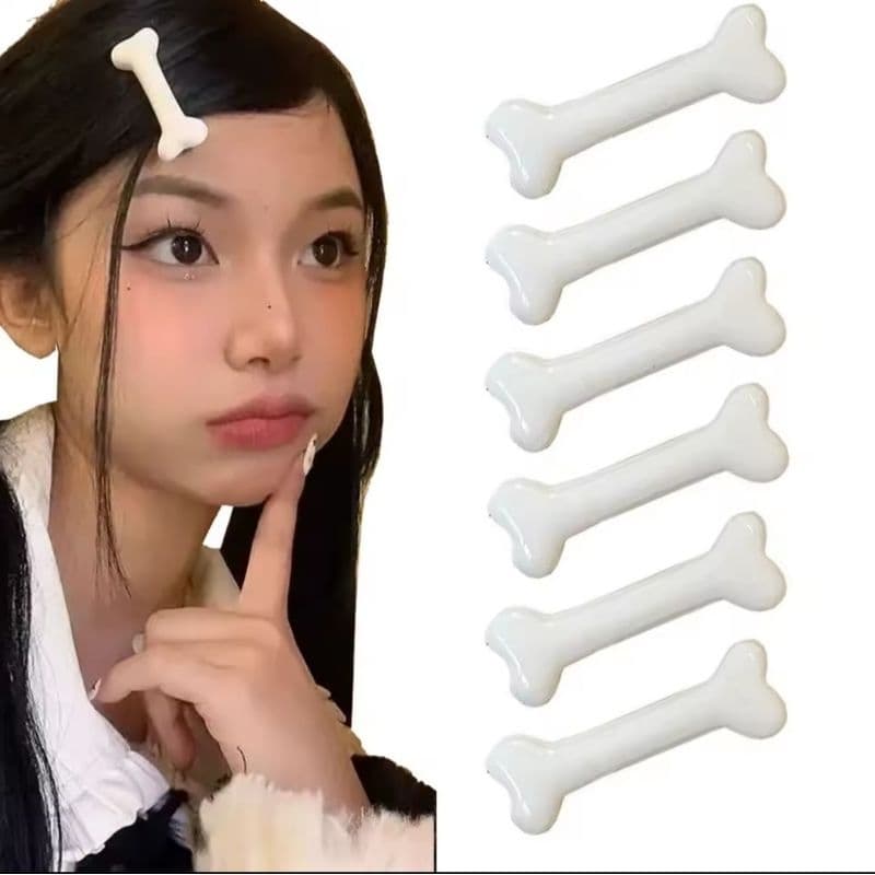 Kit 2un Presilha De Cabelo Feminina Com Design De Osso De Cachorro Acessório De Cabelo Decoração De Cabelo y2k