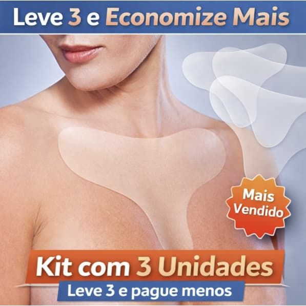 Anti Rugas Adesivo Reutilizável  Para Decote Colo Silicone Estimulador de Colágeno Natural