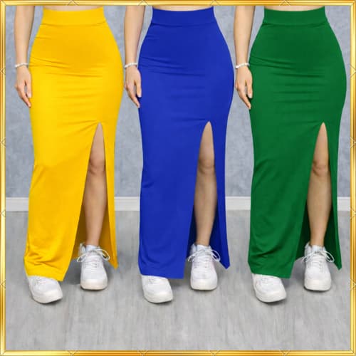 Kit 3 Saia Longa com Fenda Feminina em Suplex – Elegante, Leve e Confortável