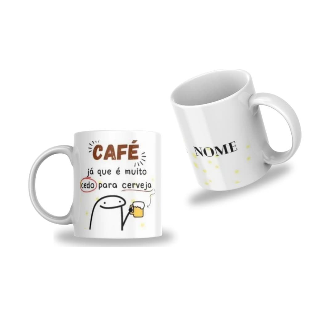 caneca flork muito cedo para tomar café, caneca branca