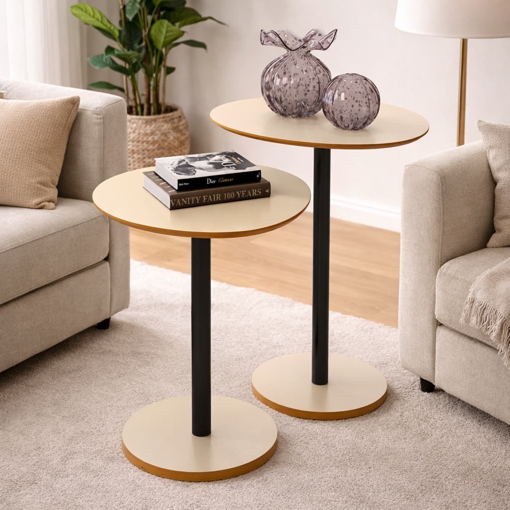 Conjunto Mesa Lateral Decorativa Para Sala Quarto Monopé Várias Cores