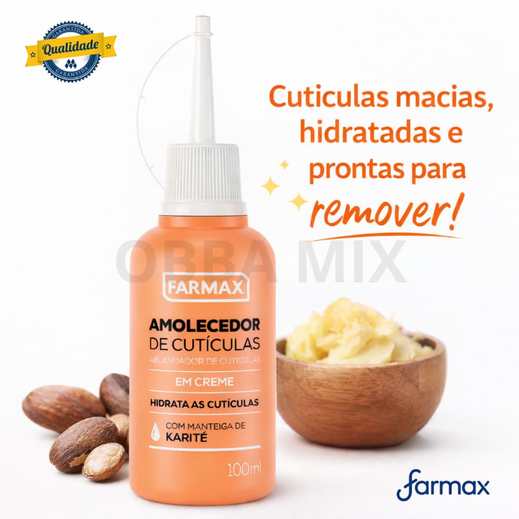 Amolecedor de cutículas farmax em creme 100ml | hidrata • amacia • facilita a remoção • perfuma