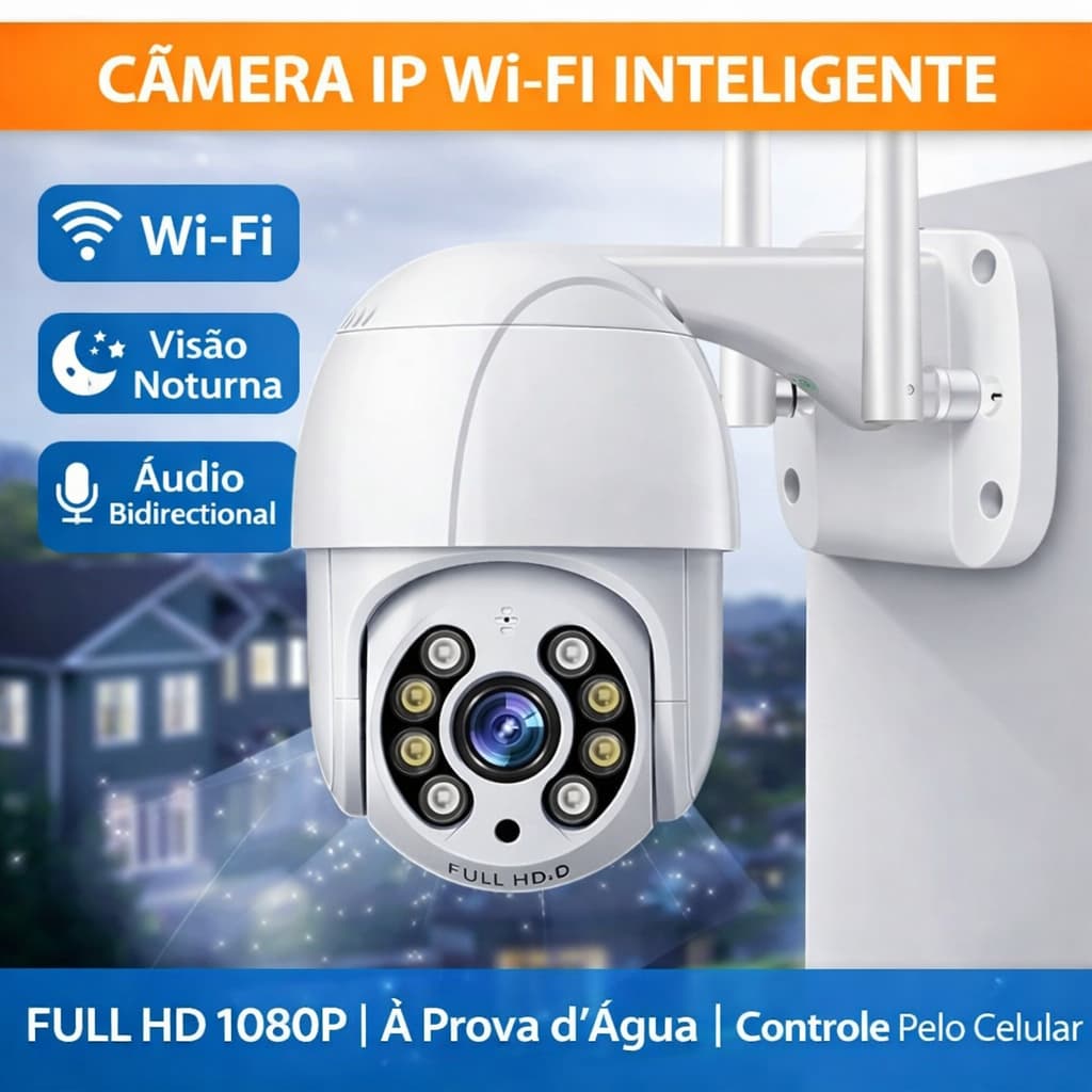Kit Câmera IP Wi-Fi Inteligente Full HD 1080p BM-IP170 Visão Noturna Áudio APP Yoosee Aprova da água
