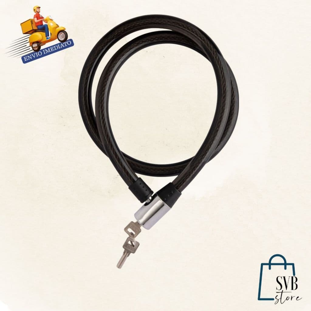 Trava Com Cadeado Com 2 Chaves Para Moto Ou Bicicleta 116Cmx1,7Cmx1,7cm