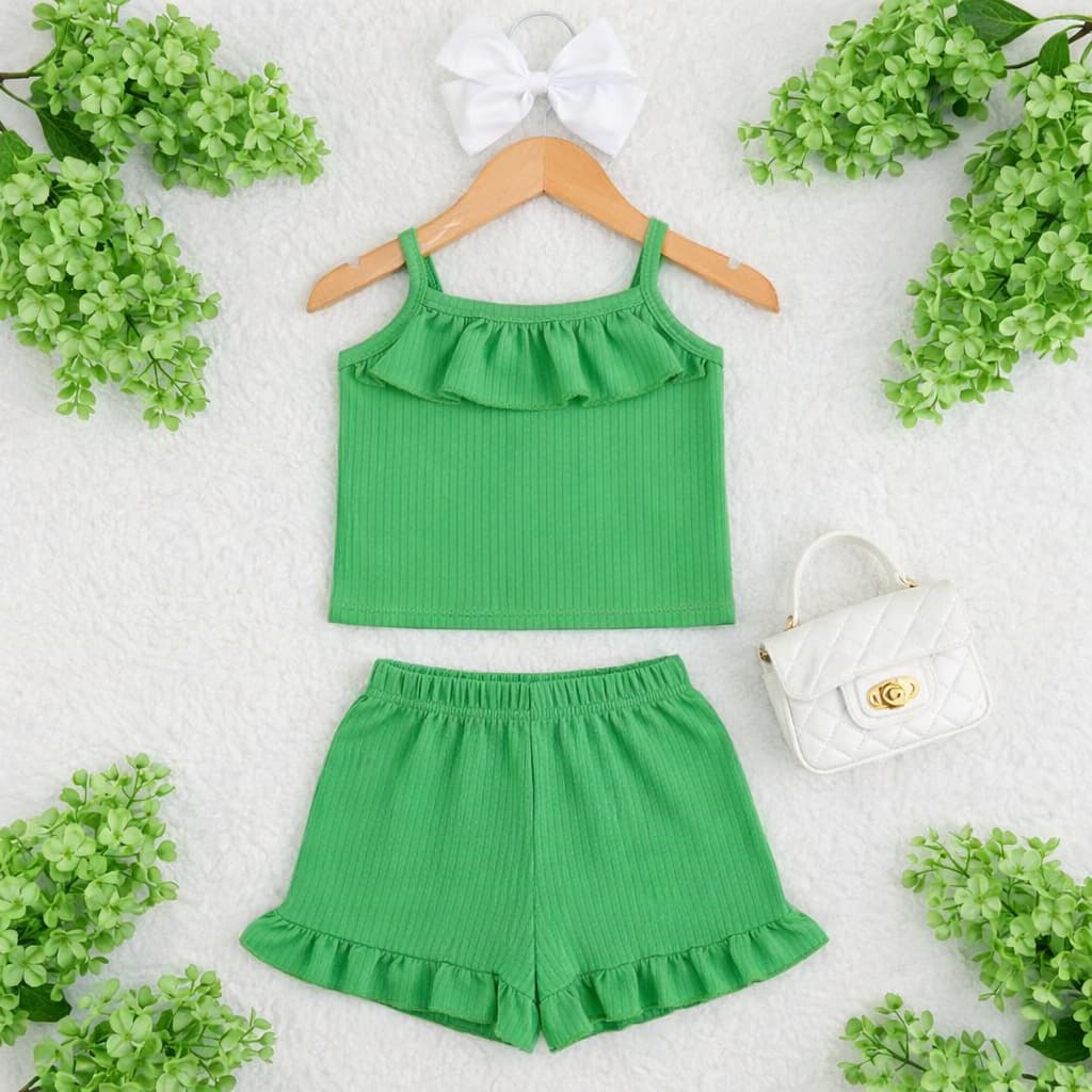 Conjunto Infantil Feminino Canelado com Babado