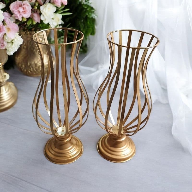 kit 2 vaso decorativo taça metal 45cm altura design elegante