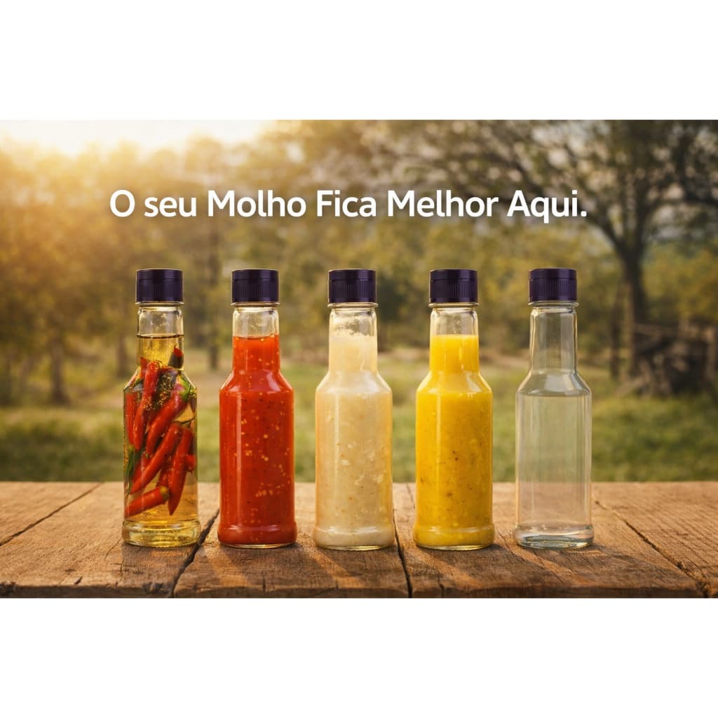 12 Frascos Embalagens Para Molho Pimenta Tempero 150ml Com Tampa Preta Flip Top