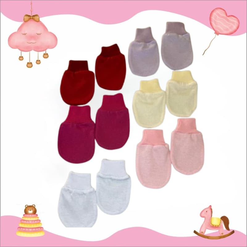 Kit Luvas Para Bebê Recém NascidoTemos 2 Opções Kit 3 e 6 Peças Malha Hipoalergênico 100% Algodâo.