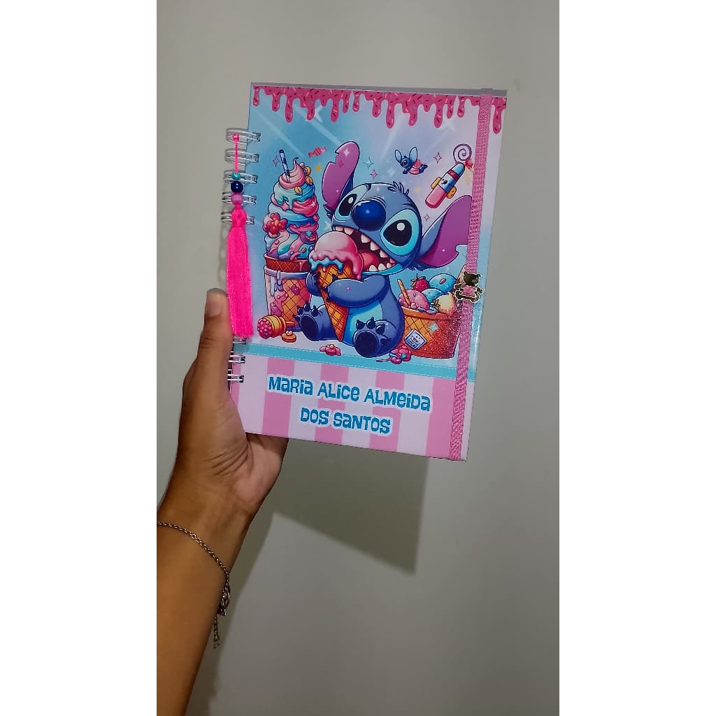Agenda Escolar Infantil Personalizada Stitch – Com Nome na Capa!