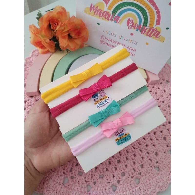 kit 4 faixinhas de bebê, laço de bebê, laço infantil.