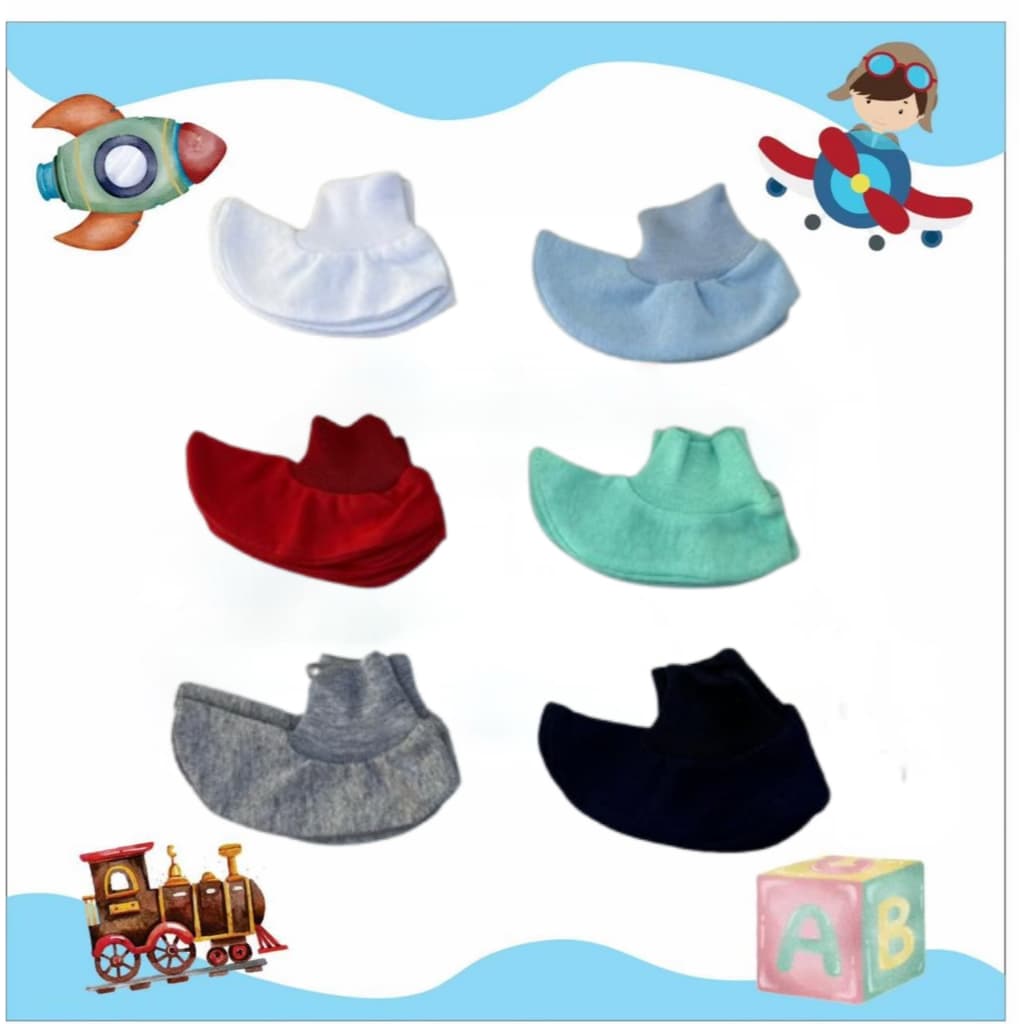 Kit Sapatinhos 6 Pares Para Bebê RN Malha Hipoalergênico 100% Algodâo.