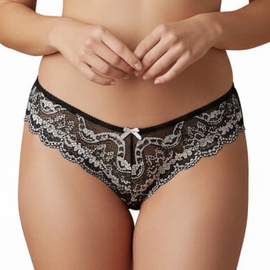 Kit 3 ou 2 Calcinha de Renda Bicolor com Forro em Algodão Modelo Tanga Confortável para o Dia a Dia