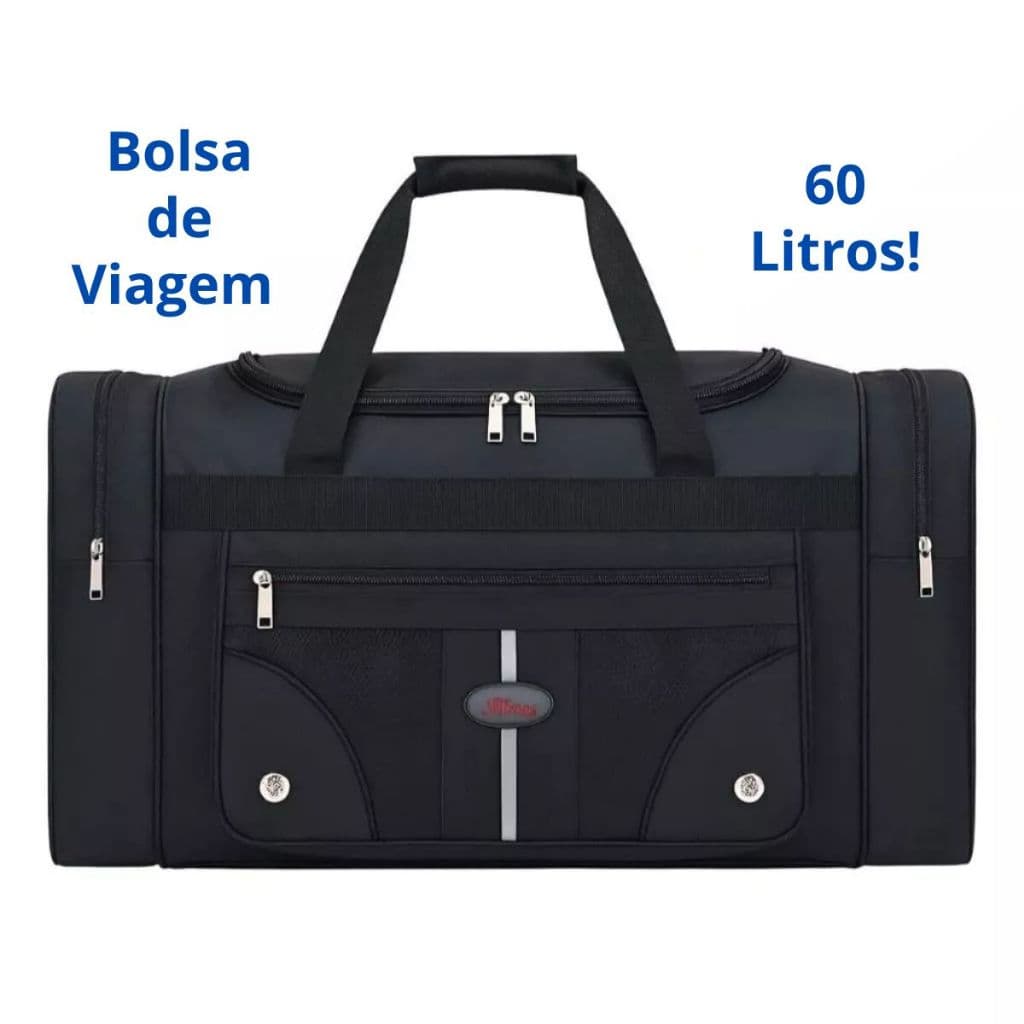 Bolsa de Viagem com Alça para Ombro ou Mão 60 Litros Lona Resistente e Macia Excelente Espaço Interno
