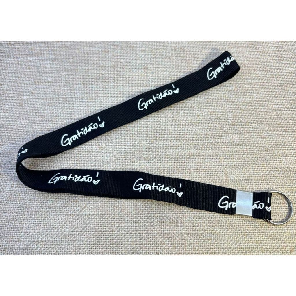 Chaveiro Cordão Gratidão Preto - Chaves - Crachá