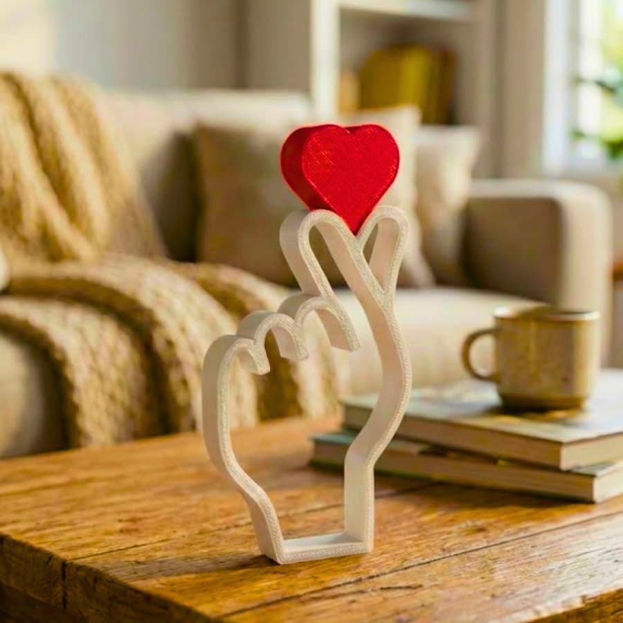 Decoração Mãozinha Coreana Coração de Dedo 3D | Escultura Decorativa de Mesa Fofa | Presente K-pop K-drama