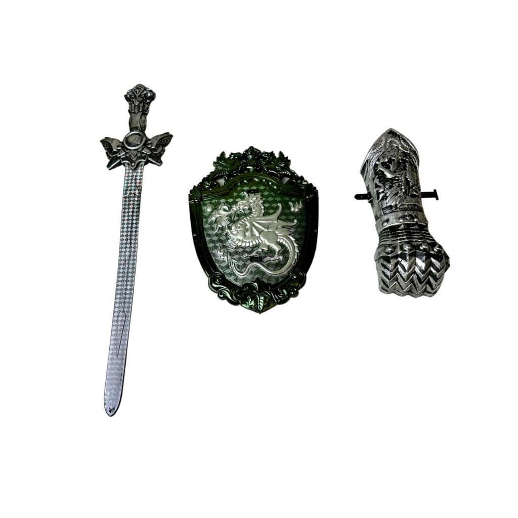 Cavaleiro Medieval Infantil Kit Espada Escudo E Armadura Bracelete - Brinquedo