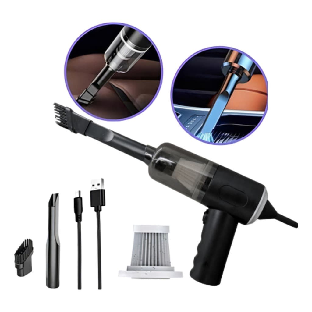 Aspirador Portátil 3 em 1 Recarregável Para Carro e Casa | Mini Aspirador Potente USB