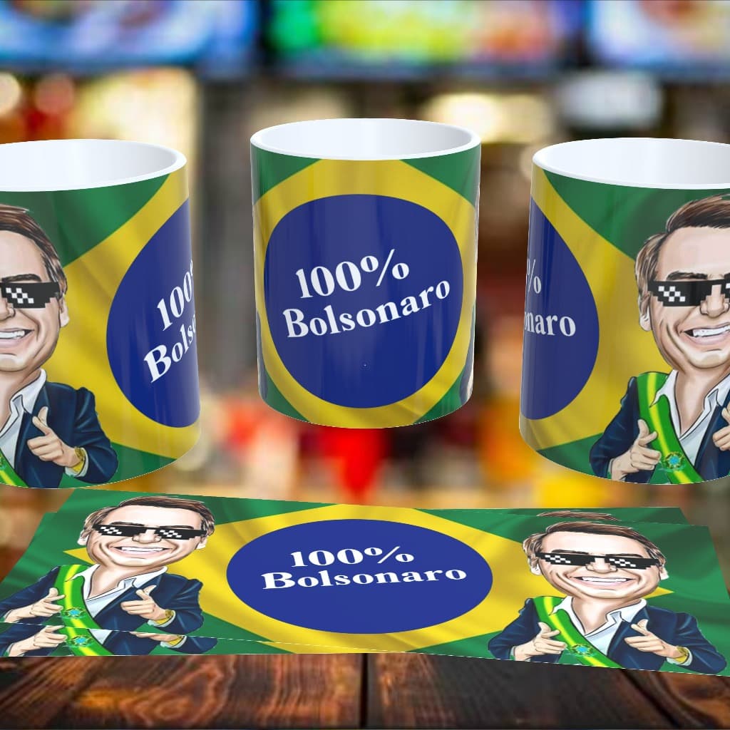 CANECA PORCELANA PREMIUM 100% BOLSONARO 350ML