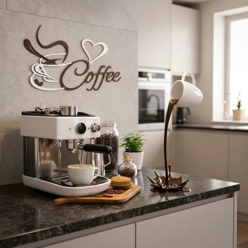 Cantinho Do Café Com Xícara Flutuante + Letreiro elegante Minimalista