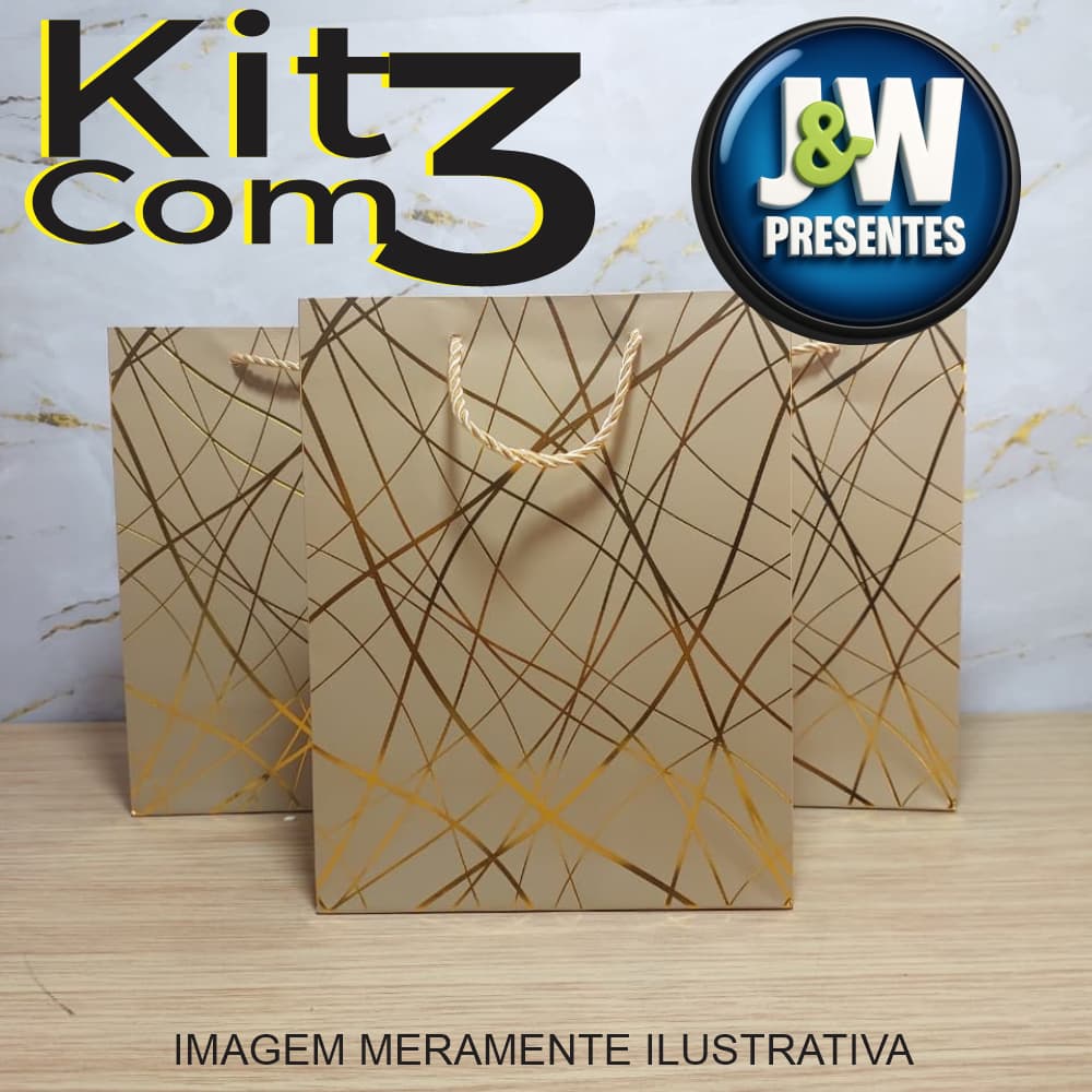Sacola kit com 3 unidades - Bolsas Para Presente LUXO 23x18x10cm