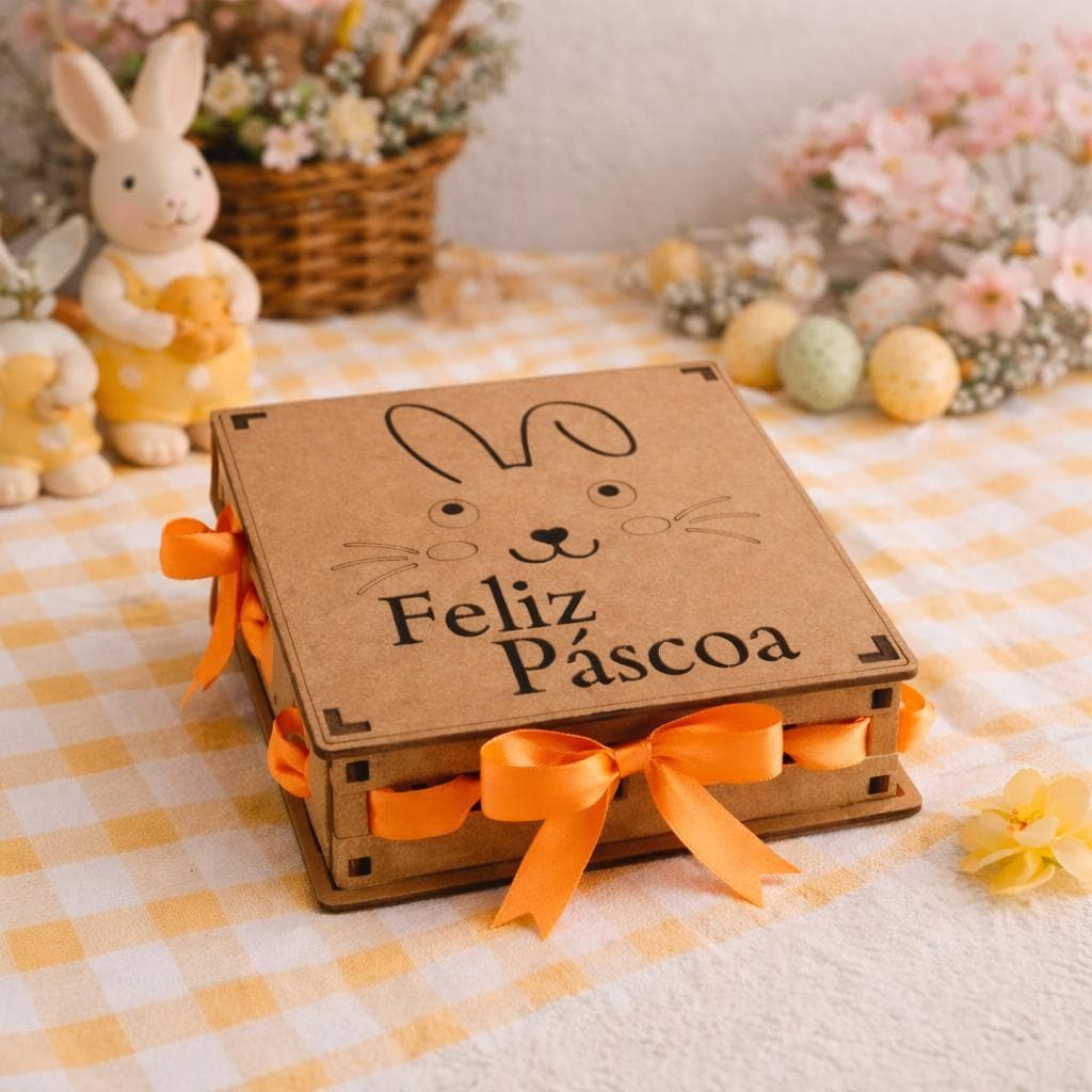 Kit  Caixas Laser Passa Fita Páscoa 15x15x5 Mdf Presente Lembrancinha Decoração