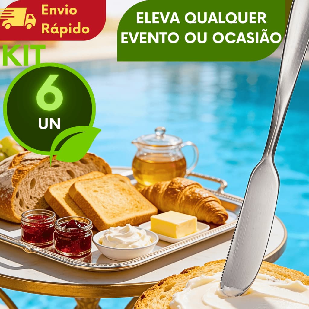 KIT Espátula De Manteiga Inox (6/5/4/3) Para Espalhar Manteiga Patê Geleia P/ Casa Restaurante Hotéis Escritório Buffet