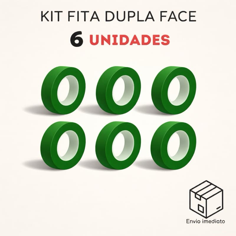 Kit 6 Rolos Fita Dupla Face 2M - Dupla Face Para Parede - Fita Adesiva Fixa Extra Forte Transparente
