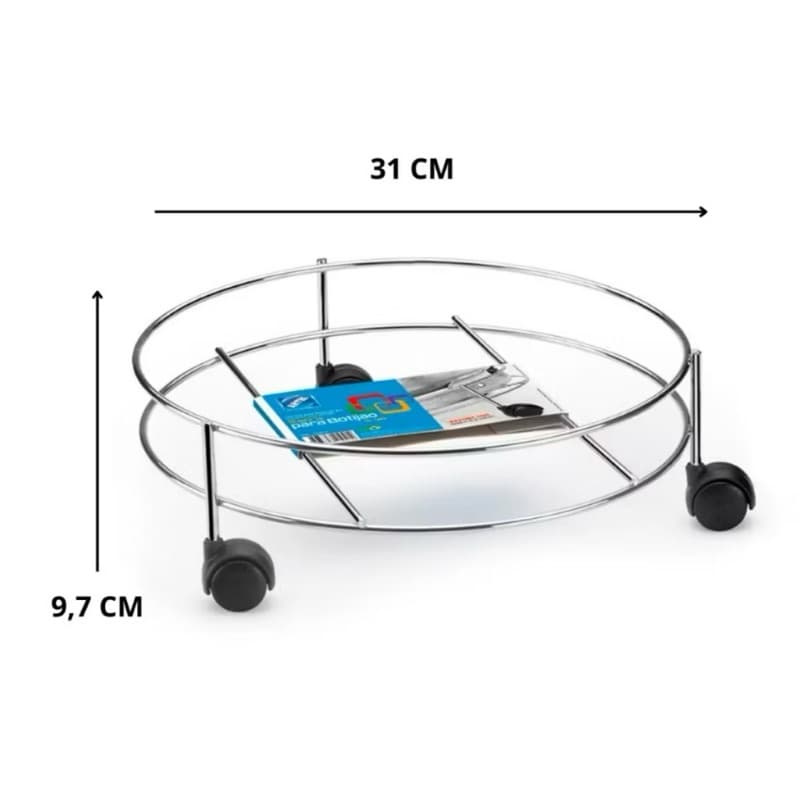 Suporte Para Gás Botijão Vaso e Galão com Rodinha Cromado Aço 40 kg Black ou Cromado