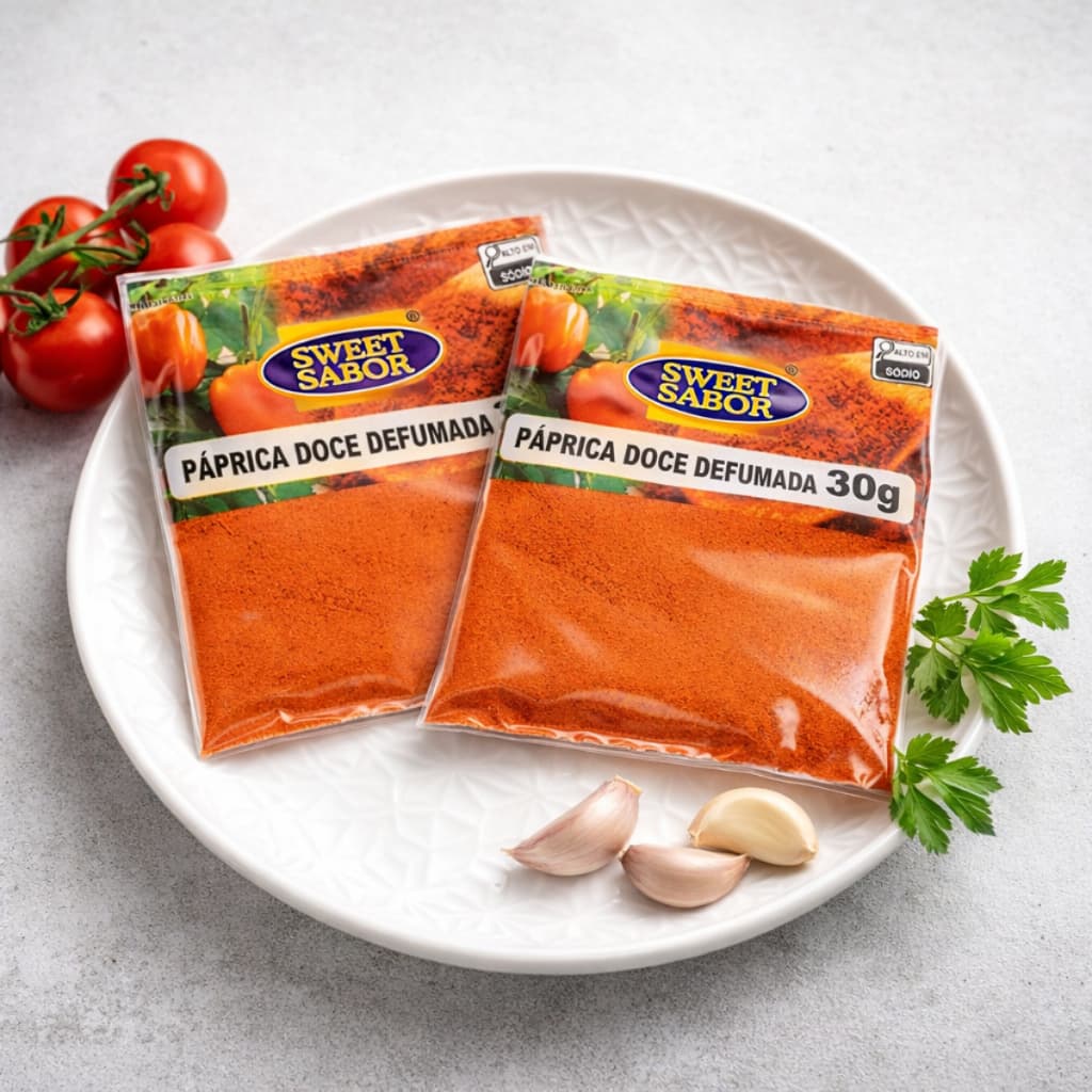Páprica Doce Defumada Sabor Intenso para Carnes Massas e Molhos Kit 2 Sachês