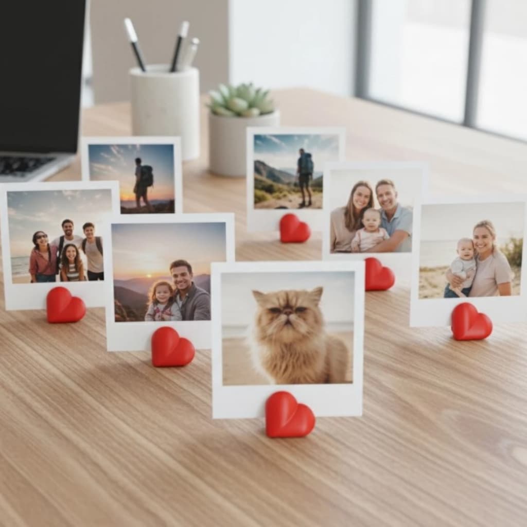 Porta Retrato Coração Suporte Para Foto Polaroid Instax Decoração Mesa Lembrancinha Casamento 15 Anos e Batizado