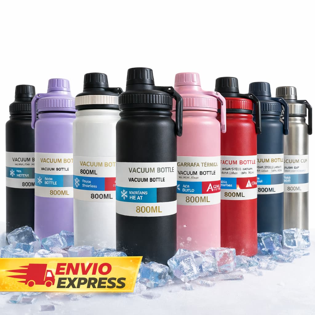 Garrafa Térmica Inox com Capa Protetora  800ml Espacial Quente e Frio