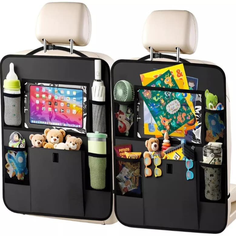 Kit 2 Organizadores para carro Banco Traseiro Suporte para Tablet  com 6 compartimentos para vários produtos