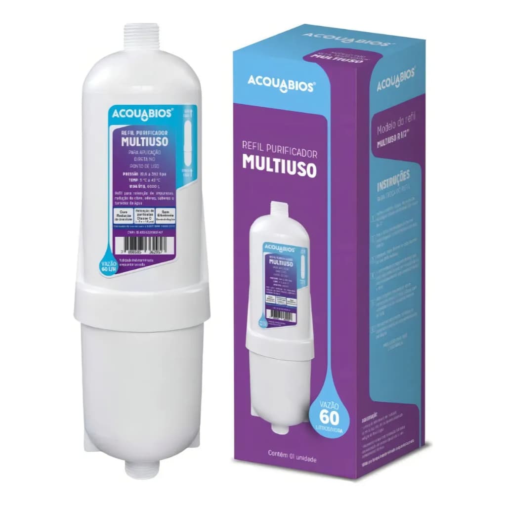Refil Multiuso Acquabios Para Purificador De Água Branco