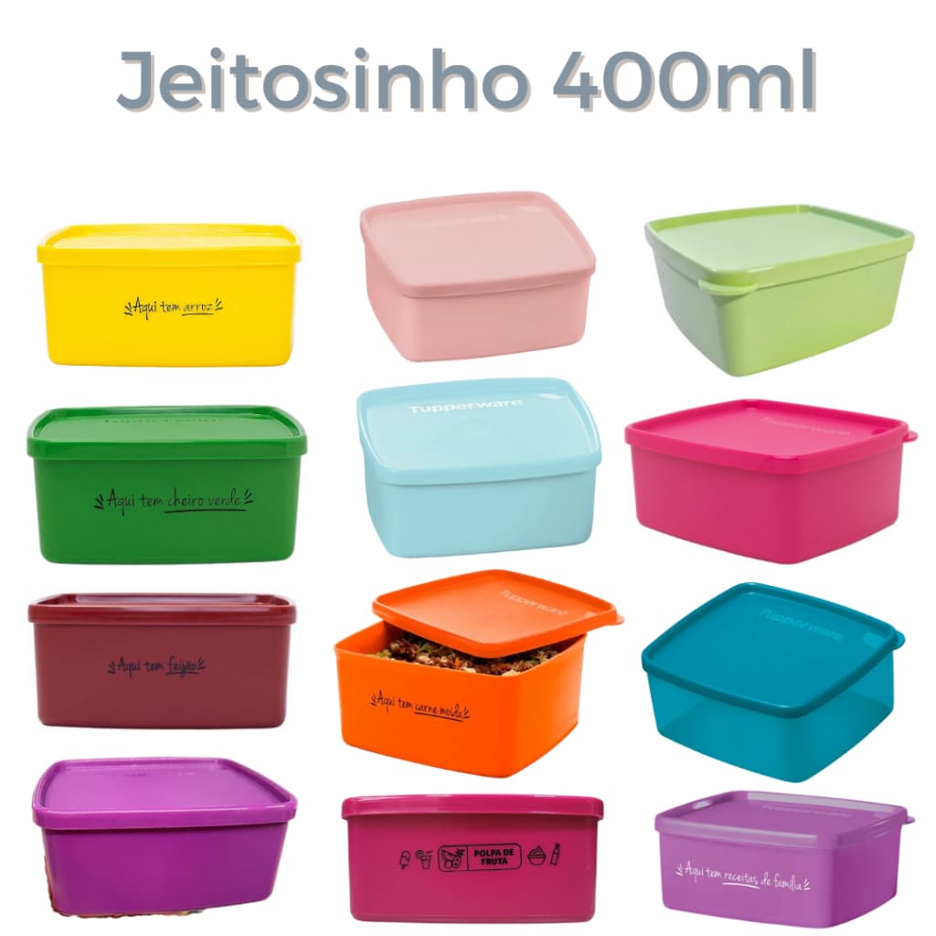Jeitosinho 400ml TUPPERWARE ORIGINAL POTE GUARDAR CONGELAR COMIDA AQUI TEM ARROZ CARNE MOÍDA ROSA AZUL