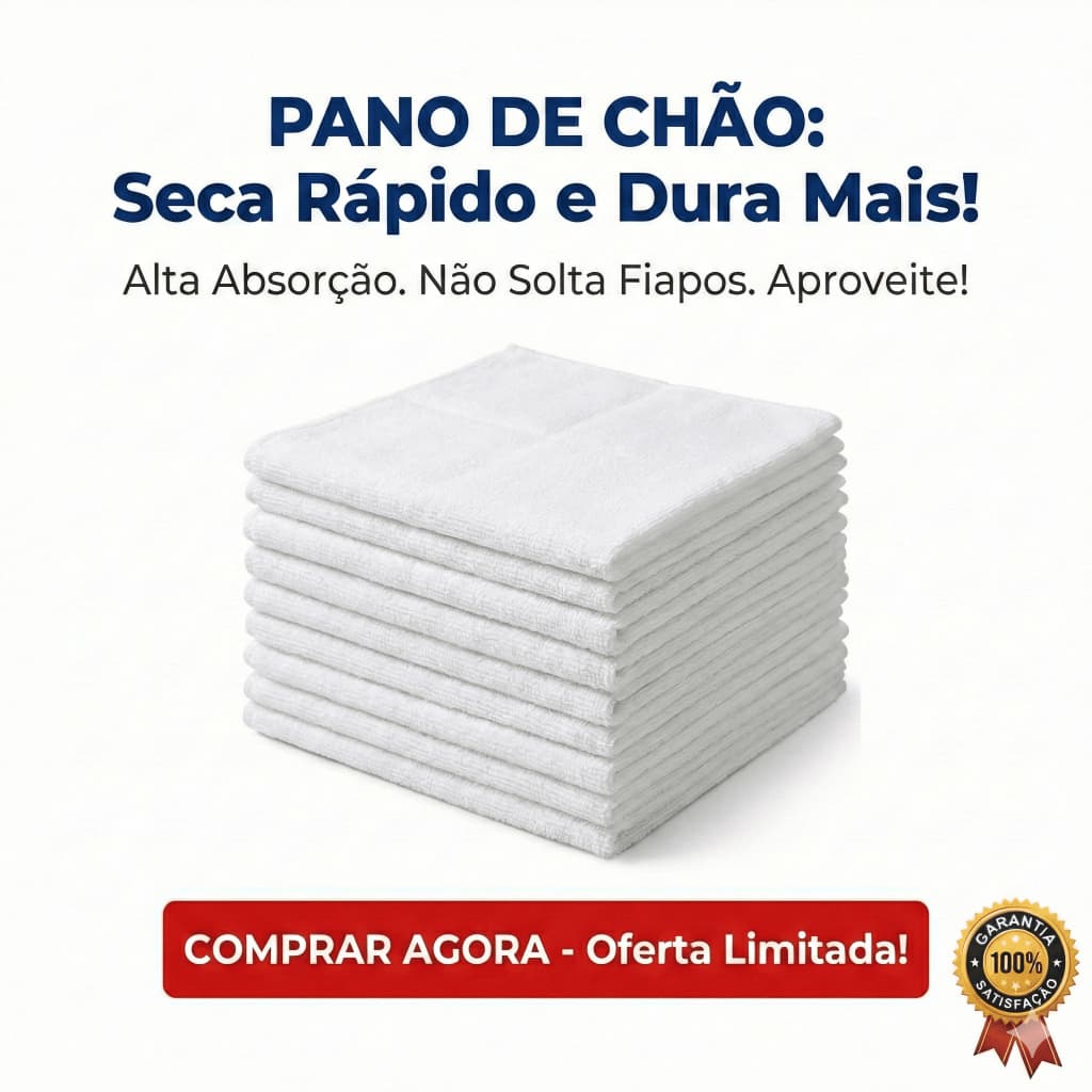 Kit Pano de Chão Alvejado Branco 100% Algodão 62x38cm – Alta Absorção, Resistente e Reutilizável