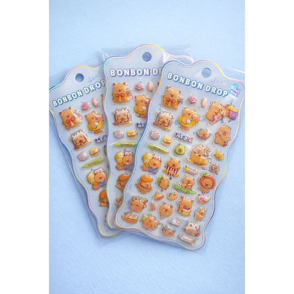 Cartela de figurinhas adesivas em relevo puffy cute | Capivara asthetic | scrapbook, Planner e decoração