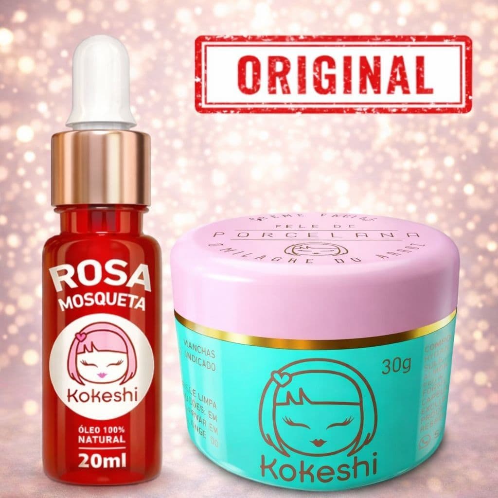Kit Mágico Hidratação Facial Kokehi - 1 Porcenala 30 gr + 1 òleo de Rosa Mosqueta 20 ml
