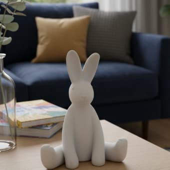 Coelho Decorativo Estatua Pascoa 15 cm  Enfeite Moderno para Sala, Quarto e Escritório